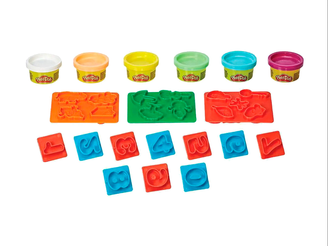 Set de juego educativo Play-Doh Fundamentals Números con moldes coloridos en empaque rectangular.