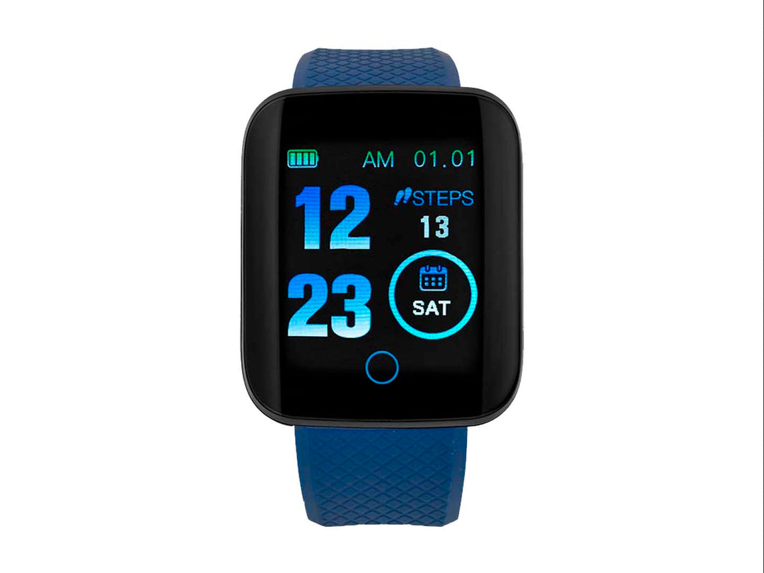 Reloj inteligente Green Leaf GSW 1015BL en color azul con pantalla digital cuadrada y correa texturizada.
