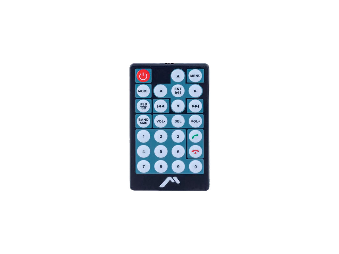 Autoestéreo Kaiser Mitzu negro con pantalla táctil, perilla azul y puertos USB frontales.