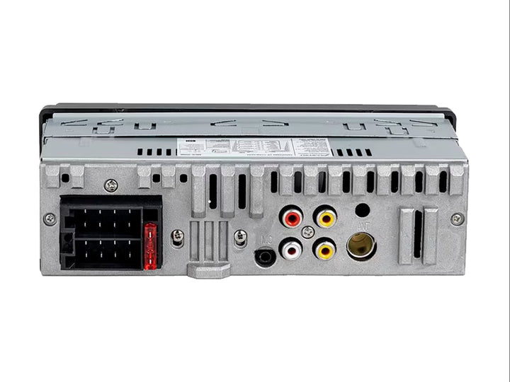 Autoestéreo Kaiser Mitzu negro con pantalla táctil, perilla azul y puertos USB frontales.