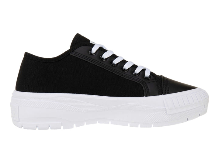 Tenis Lotto Ruvin W Low color negro con suela blanca ancha y cordones blancos.