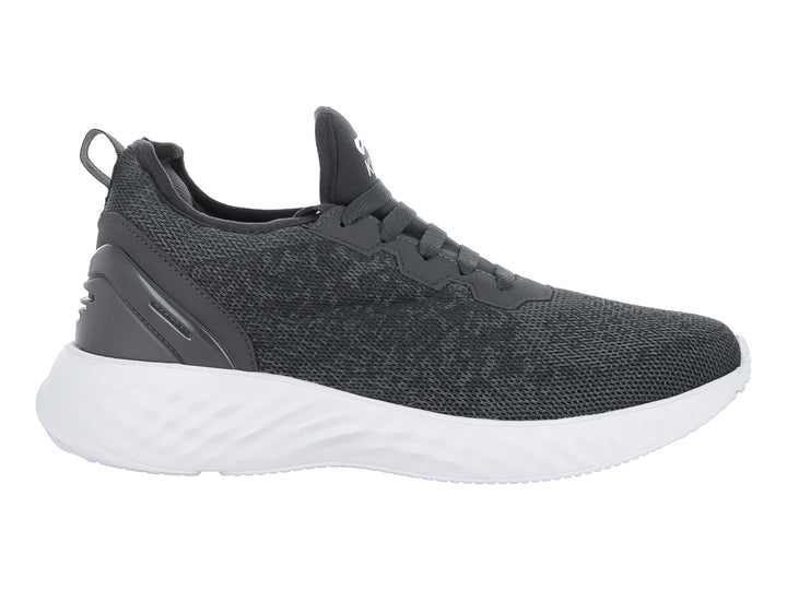 Tenis deportivos KINECT color gris oxford con suela blanca, diseño de malla y corte bajo.