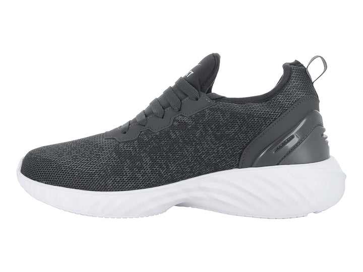 Tenis deportivos KINECT color gris oxford con suela blanca, diseño de malla y corte bajo.