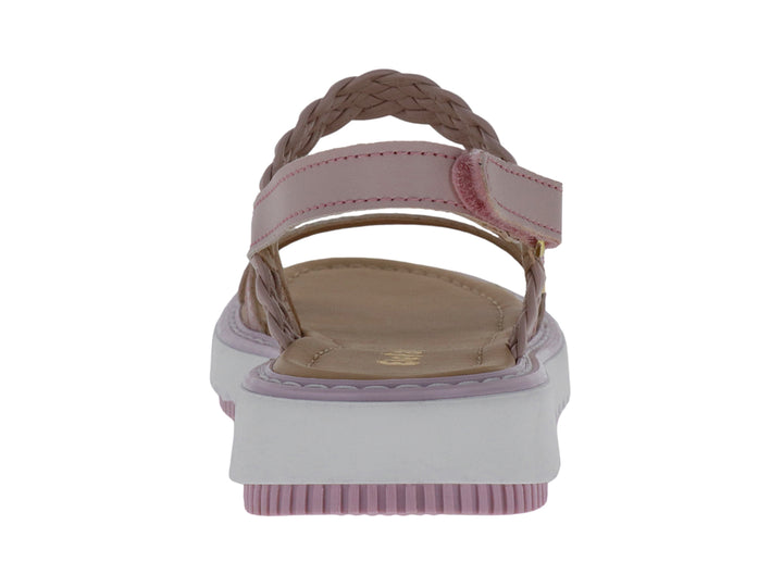 Sandalias color rosa con plataforma blanca y correas trenzadas para Niña.