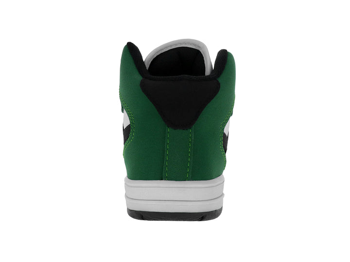 Tenis infantiles marca Panam en colores blanco y verde con detalles en negro y suela blanca.