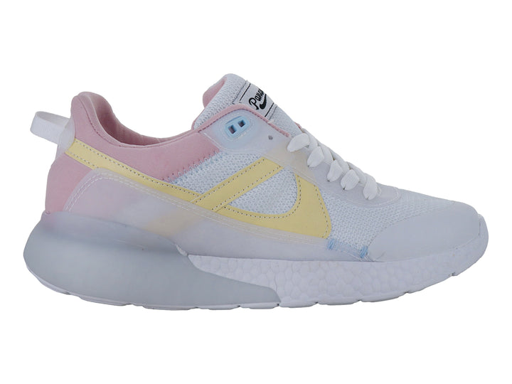 Tenis deportivos Panam color blanco con detalles en amarillo, rosa y azul claro.