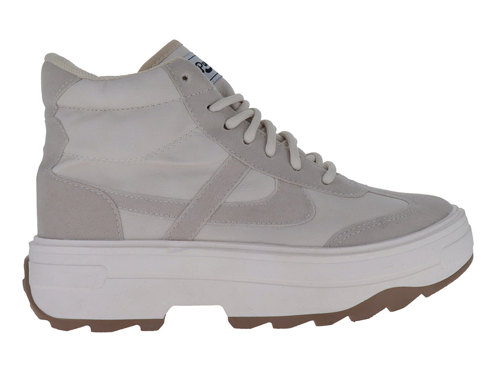Tenis marca PANAM color ostión con suela de plataforma gruesa y diseño casual.
