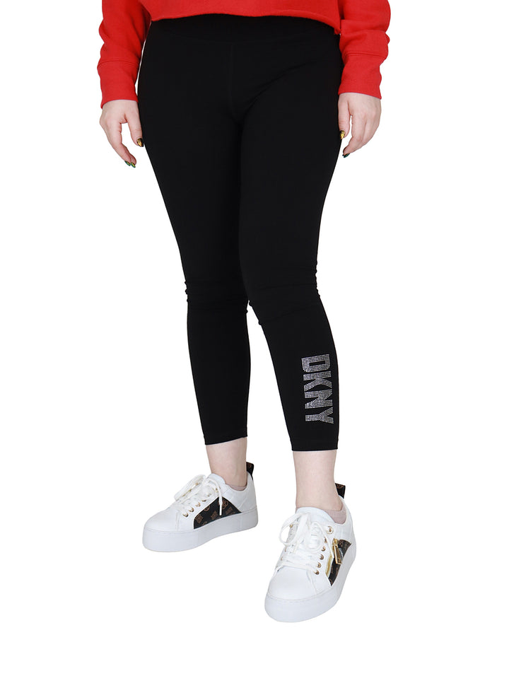 Leggings DKNY Negro con Logo Brillante para Mujer