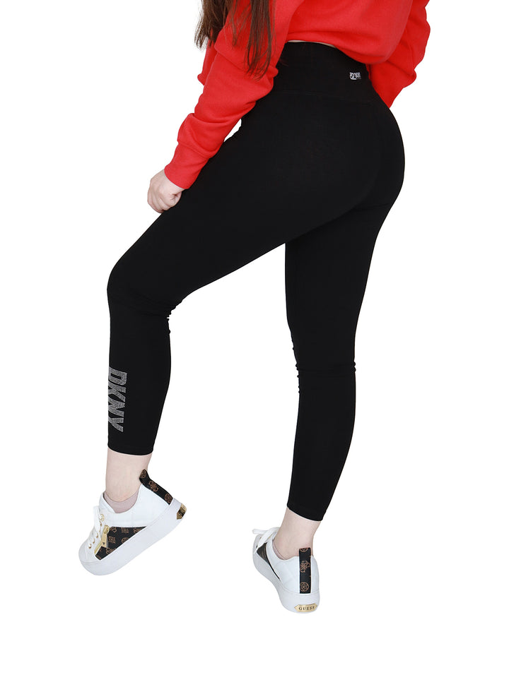Leggings DKNY Negro con Logo Brillante para Mujer