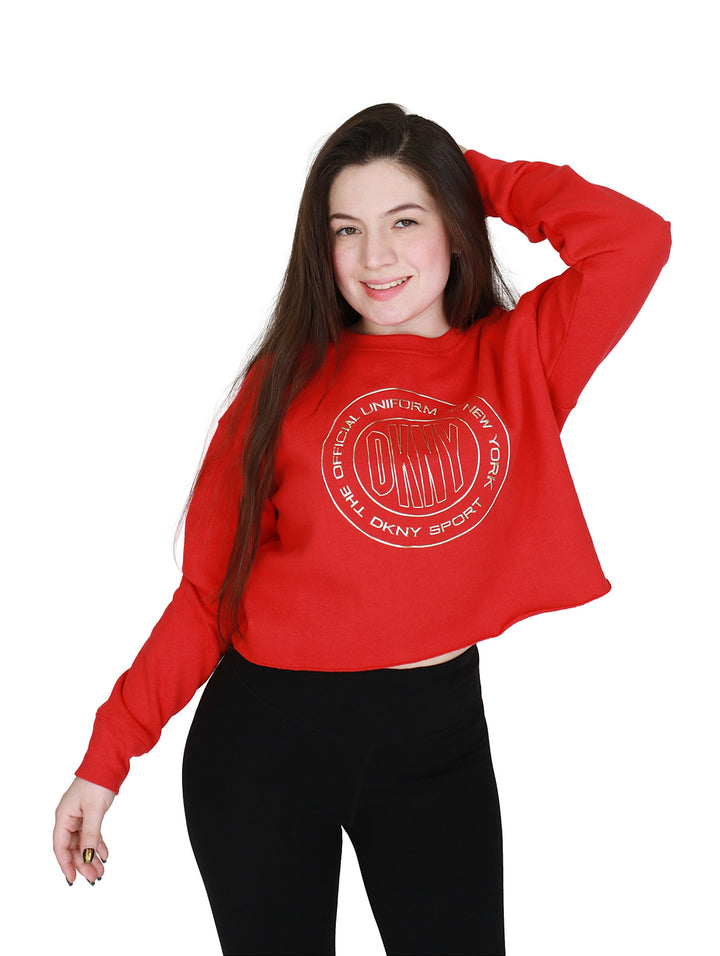 Sudadera Cropped DKNY Rojo para Mujer