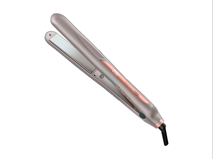 Alaciadora Conair de 1 pulgada en color durazno con placas cerámicas y acabado brillante.