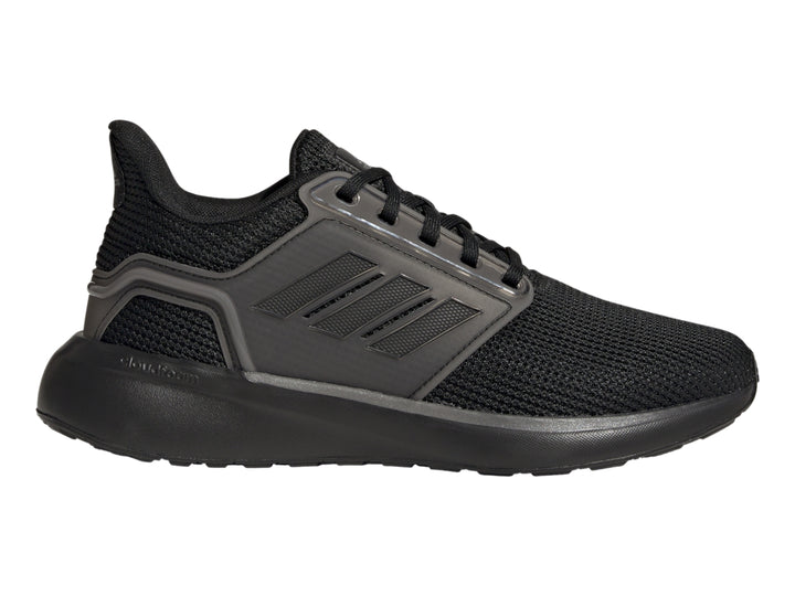 Tenis deportivos Adidas EQ19 RUN W en color negro con tejido de malla y suela Cloudfoam.