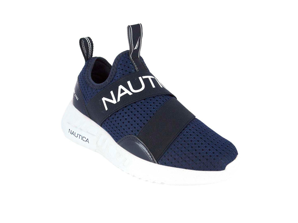 Tenis Nautica para niño en color azul marino con suela blanca y diseño slip-on.