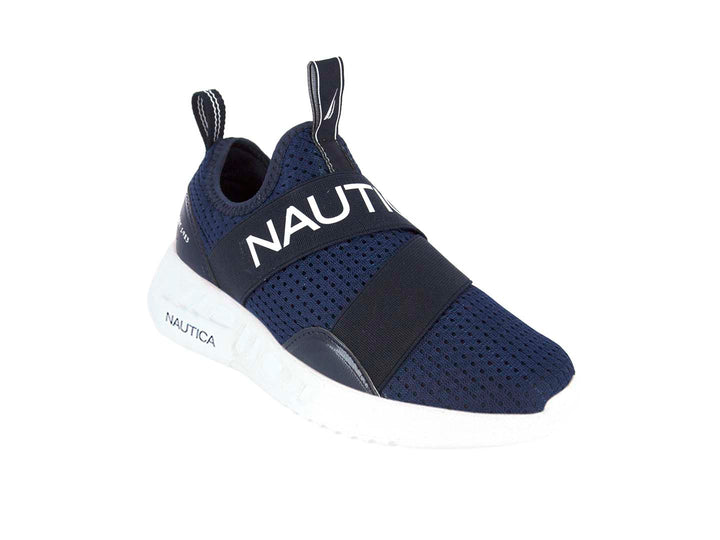 Tenis Nautica para niño en color azul marino con suela blanca y diseño slip-on.