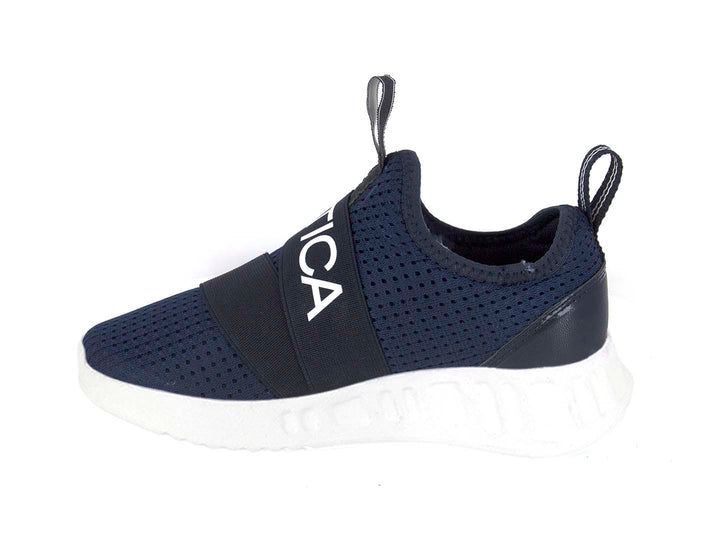 Tenis Nautica para niño en color azul marino con suela blanca y diseño slip-on.