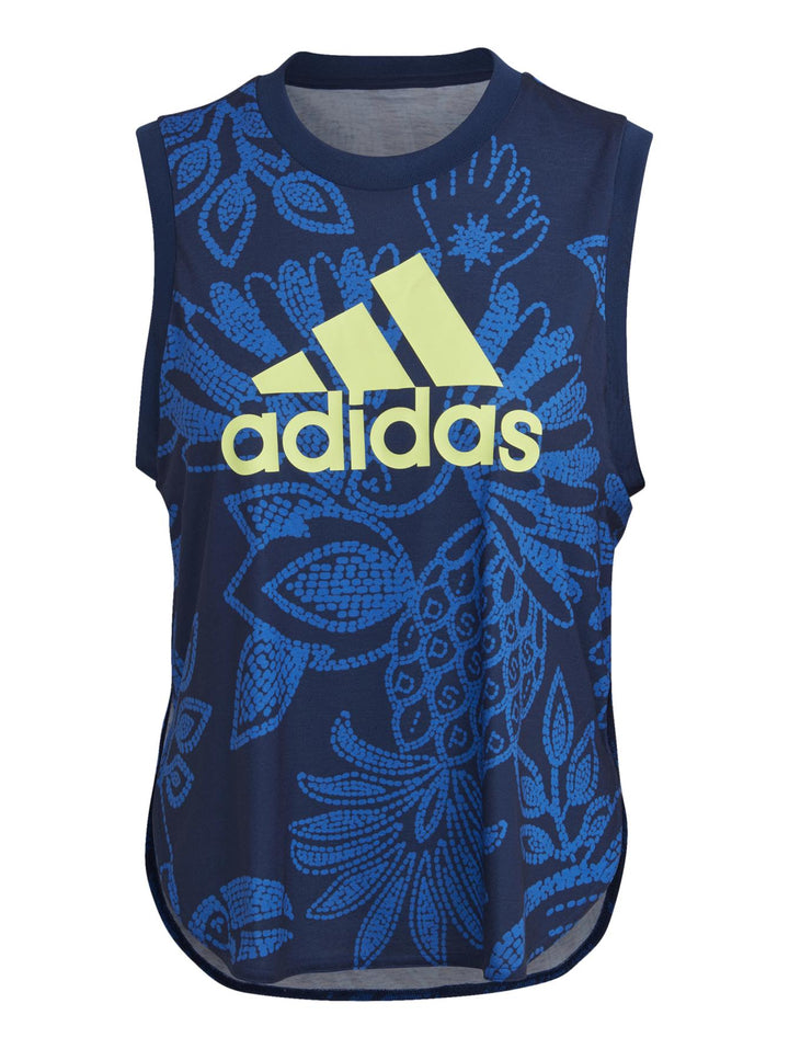 Playera sin Mangas Adidas Farm Rio Azul y Amarillo