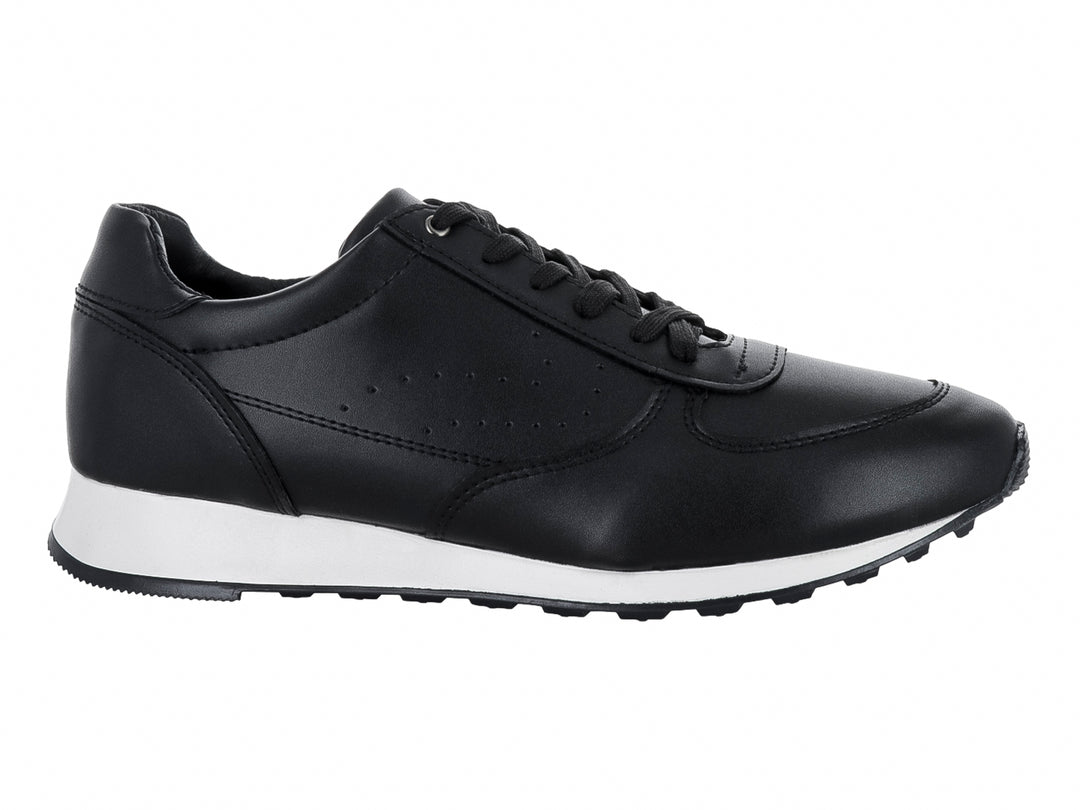 Zapato casual LUGO CONTI color negro con suela blanca y agujetas negras.