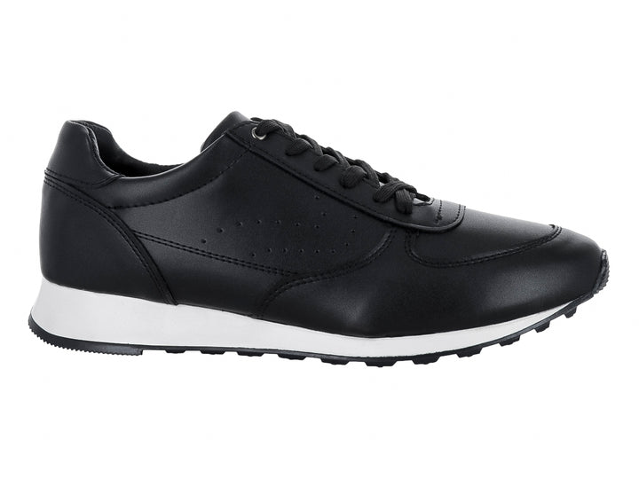 Zapato casual LUGO CONTI color negro con suela blanca y agujetas negras.