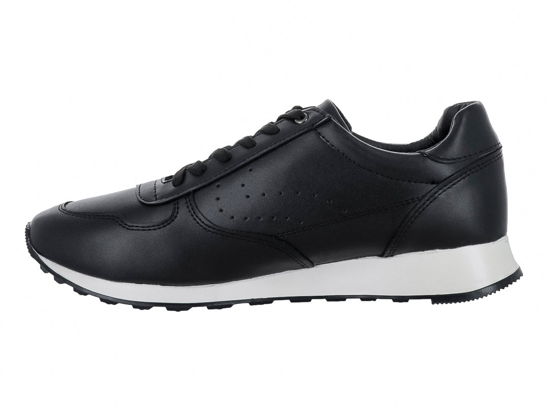 Zapato casual LUGO CONTI color negro con suela blanca y agujetas negras.