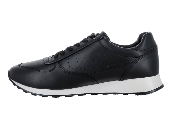 Zapato casual LUGO CONTI color negro con suela blanca y agujetas negras.