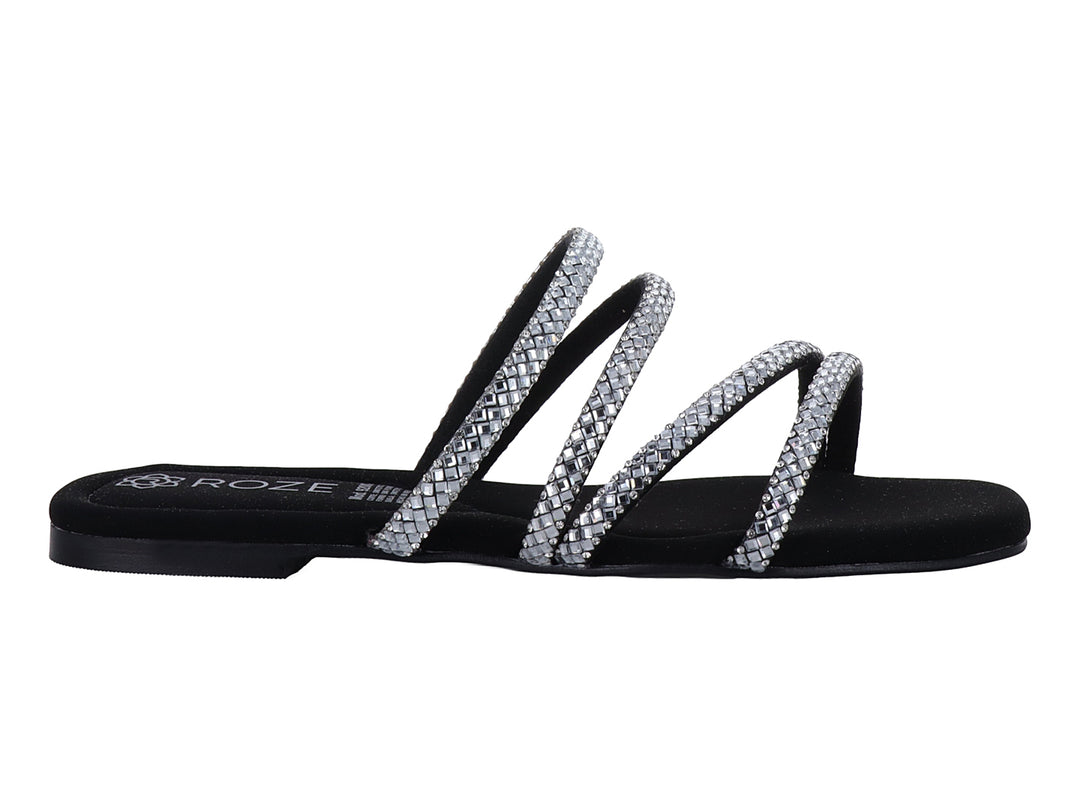 Sandalias ROZE Negro con Brillos para Mujer