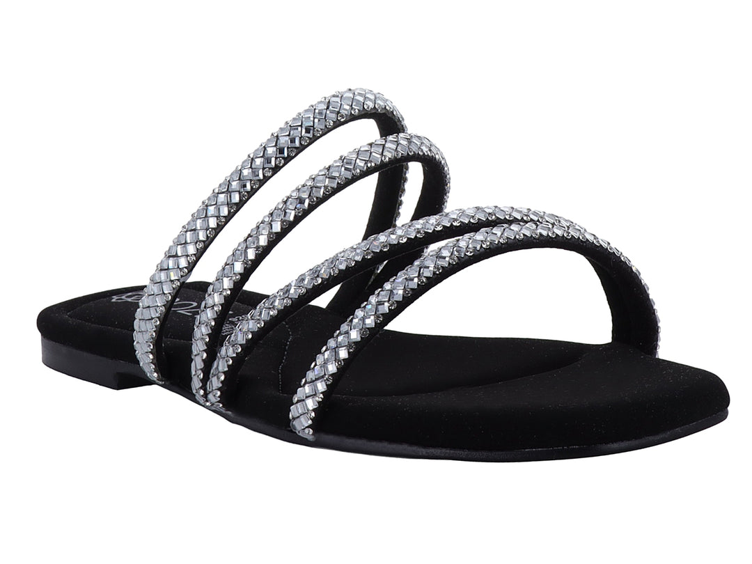 Sandalias ROZE Negro con Brillos para Mujer