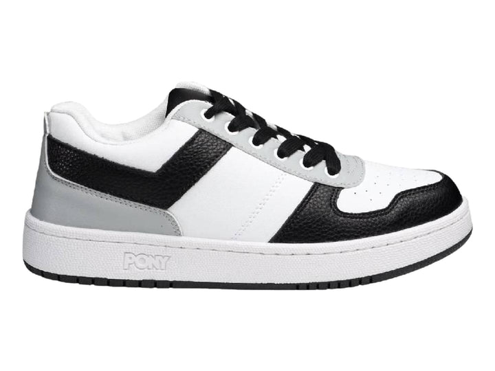Tenis PONY City Wings en colores blanco, negro y gris con suela blanca y cordones negros.
