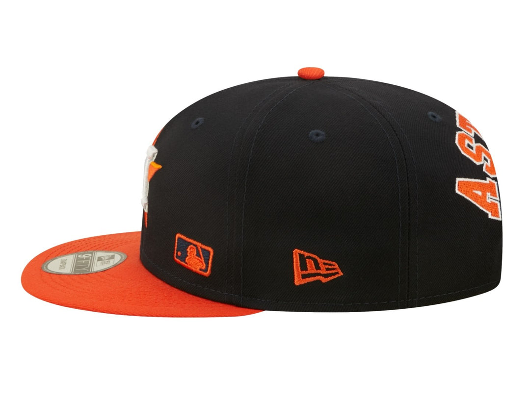 Gorra de béisbol New Era color navy con visera naranja y logo bordado de Houston Astros.