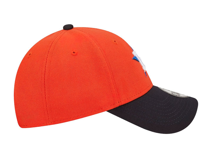 Gorra New Era de los Houston Astros en color naranja con visera negra y logotipo bordado al frente.