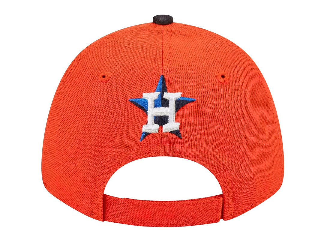 Gorra New Era de los Houston Astros en color naranja con visera negra y logotipo bordado al frente.