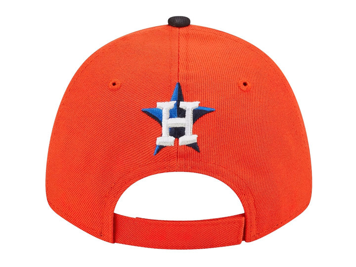 Gorra New Era de los Houston Astros en color naranja con visera negra y logotipo bordado al frente.
