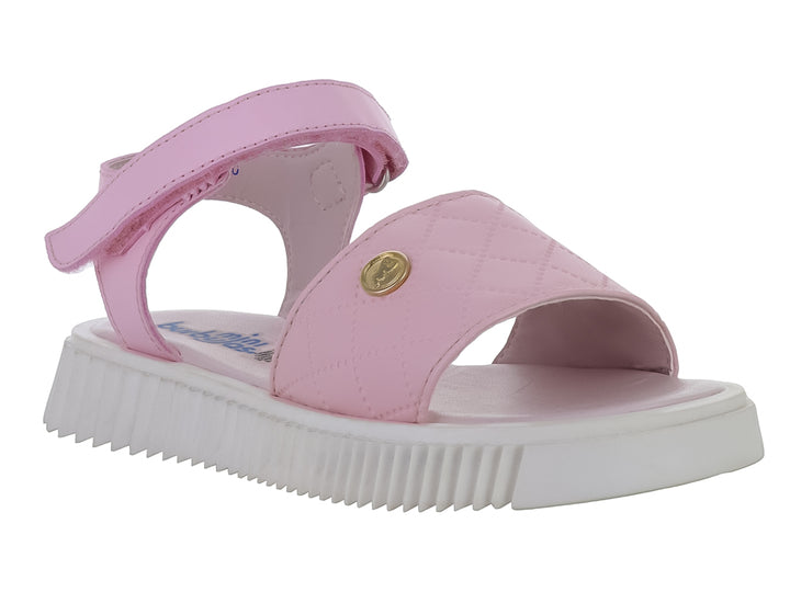 Sandalia rosa para Niña con suela blanca de plataforma y detalle acolchado.