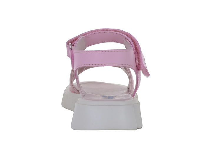 Sandalia rosa para Niña con suela blanca de plataforma y detalle acolchado.