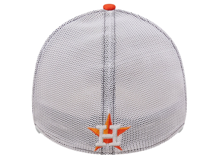 Gorra New Era de los Houston Astros en colores azul marino, blanco y naranja con panel trasero de malla.