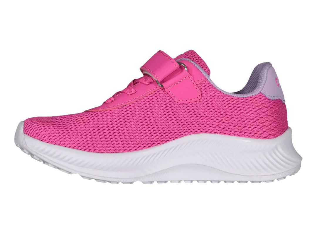 Par de tenis deportivos Charly color rosa con suela blanca y cierre de velcro para niña.