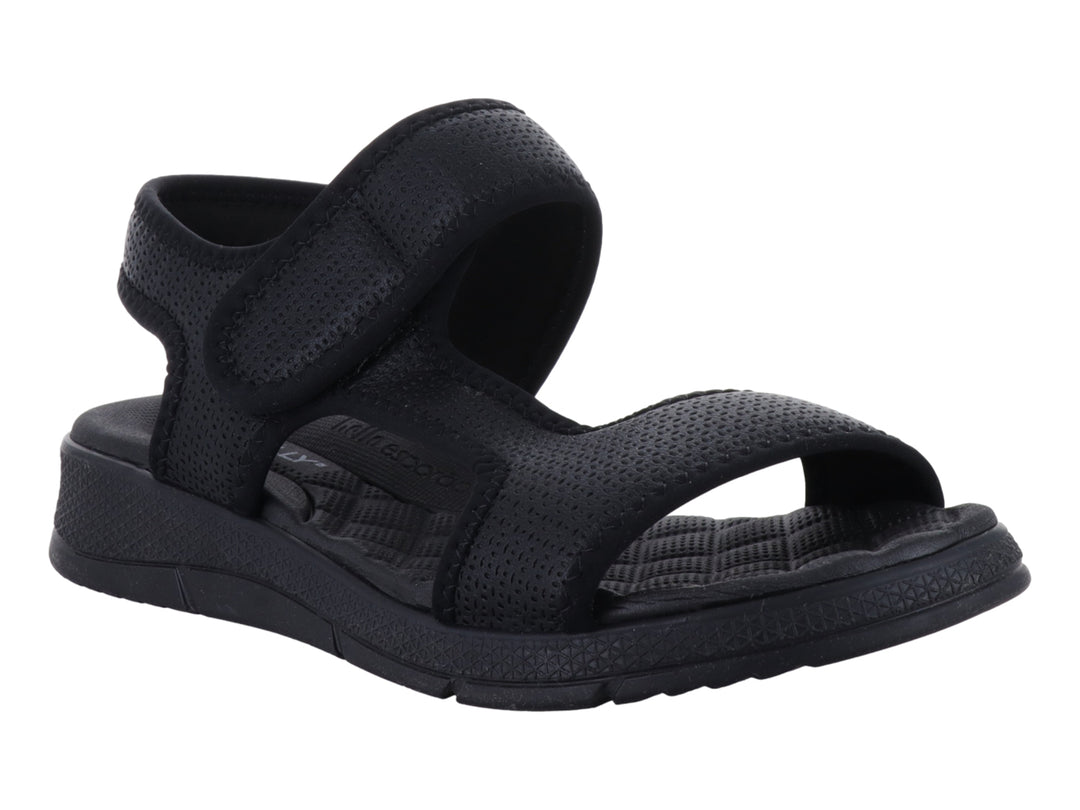 Sandalias casuales color negro para mujer con correas ajustables y suela cómoda.