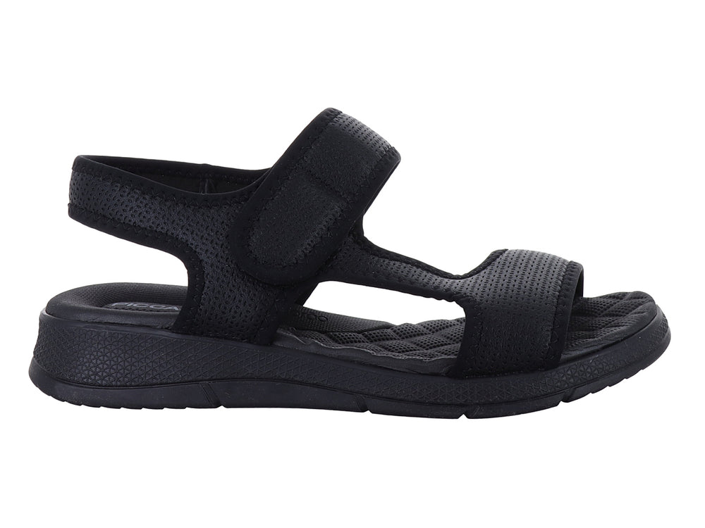 Sandalias casuales color negro para mujer con correas ajustables y suela cómoda.
