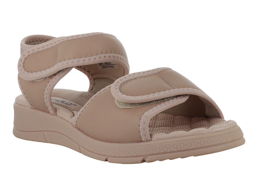 Sandalia Piccadilly color rose con correas de velcro ajustables y suela ergonómica.