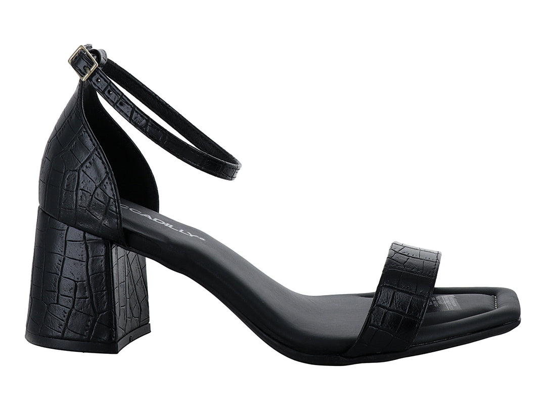 Sandalias Piccadilly Efecto Croco Negro para Mujer