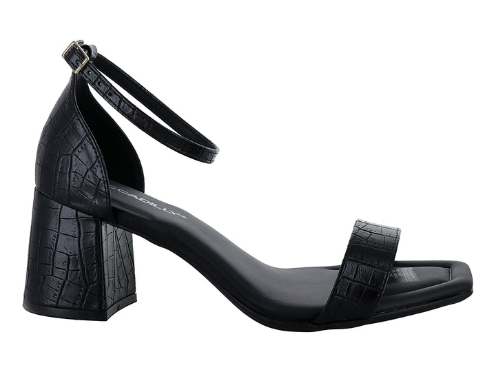 Sandalias Piccadilly Efecto Croco Negro para Mujer