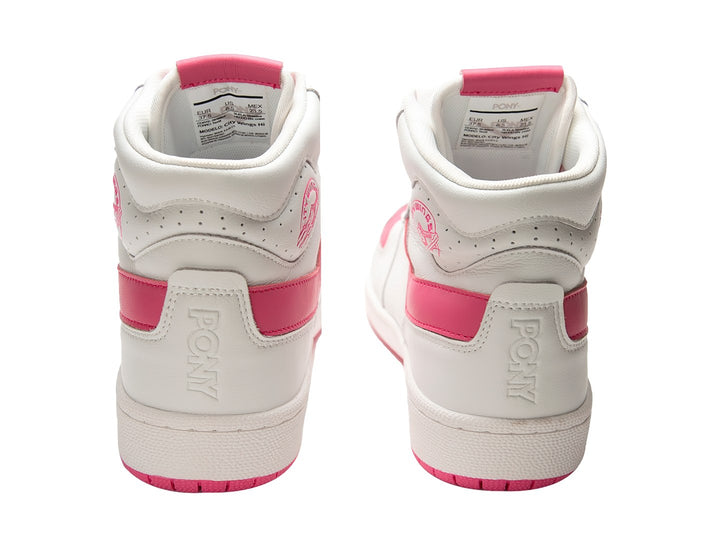Tenis PONY City Wings Hi en color blanco con detalles y agujetas en tono rosa bubblegum.