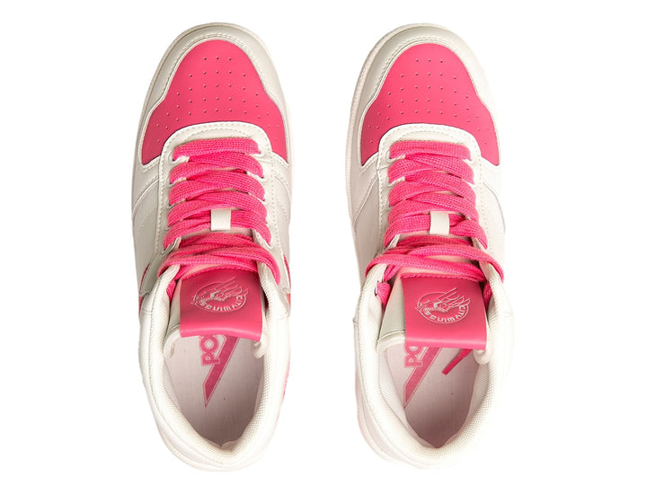 Tenis PONY City Wings Hi en color blanco con detalles y agujetas en tono rosa bubblegum.