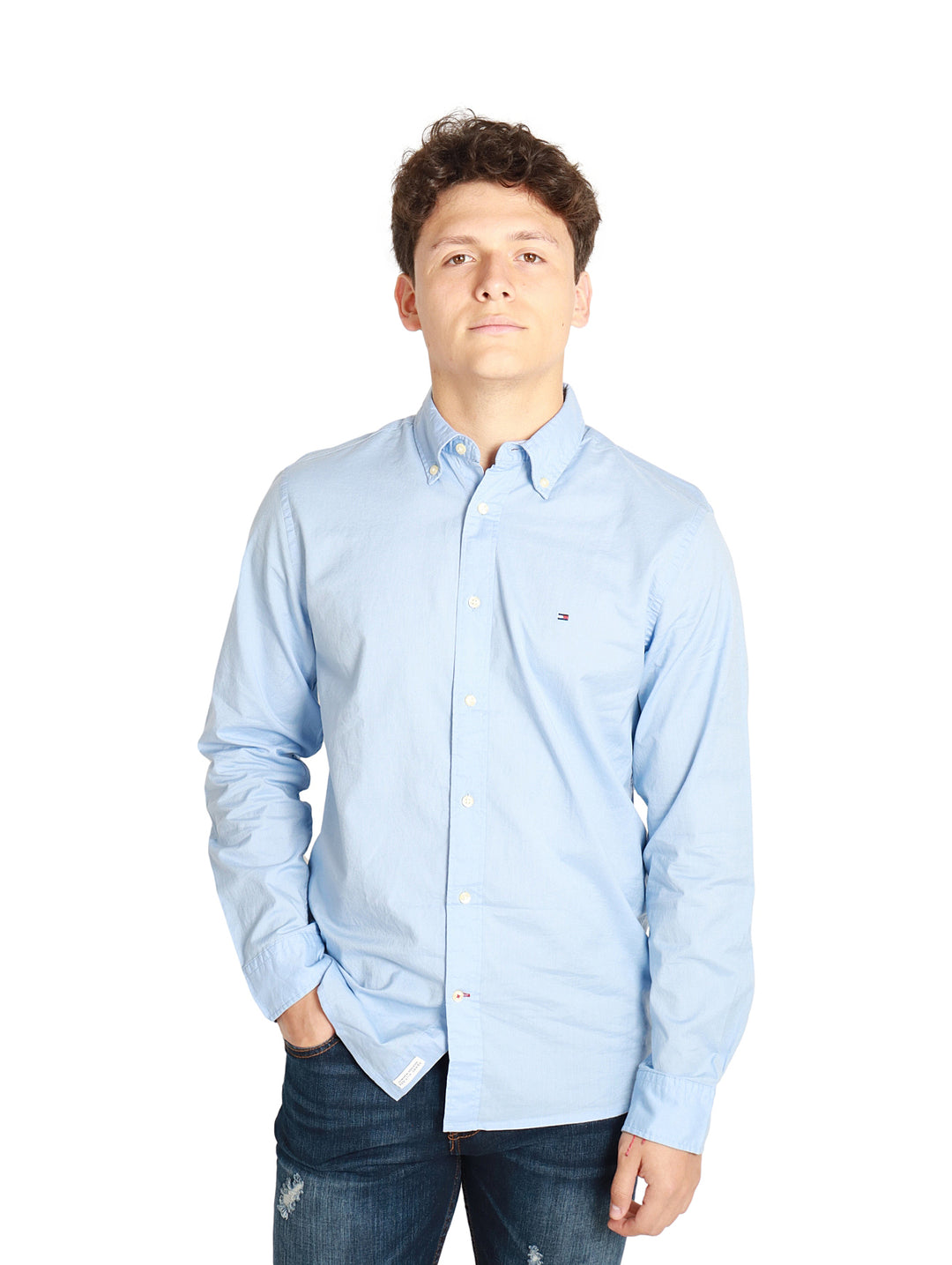 Camisa Tommy Hilfiger Manga Larga Azul