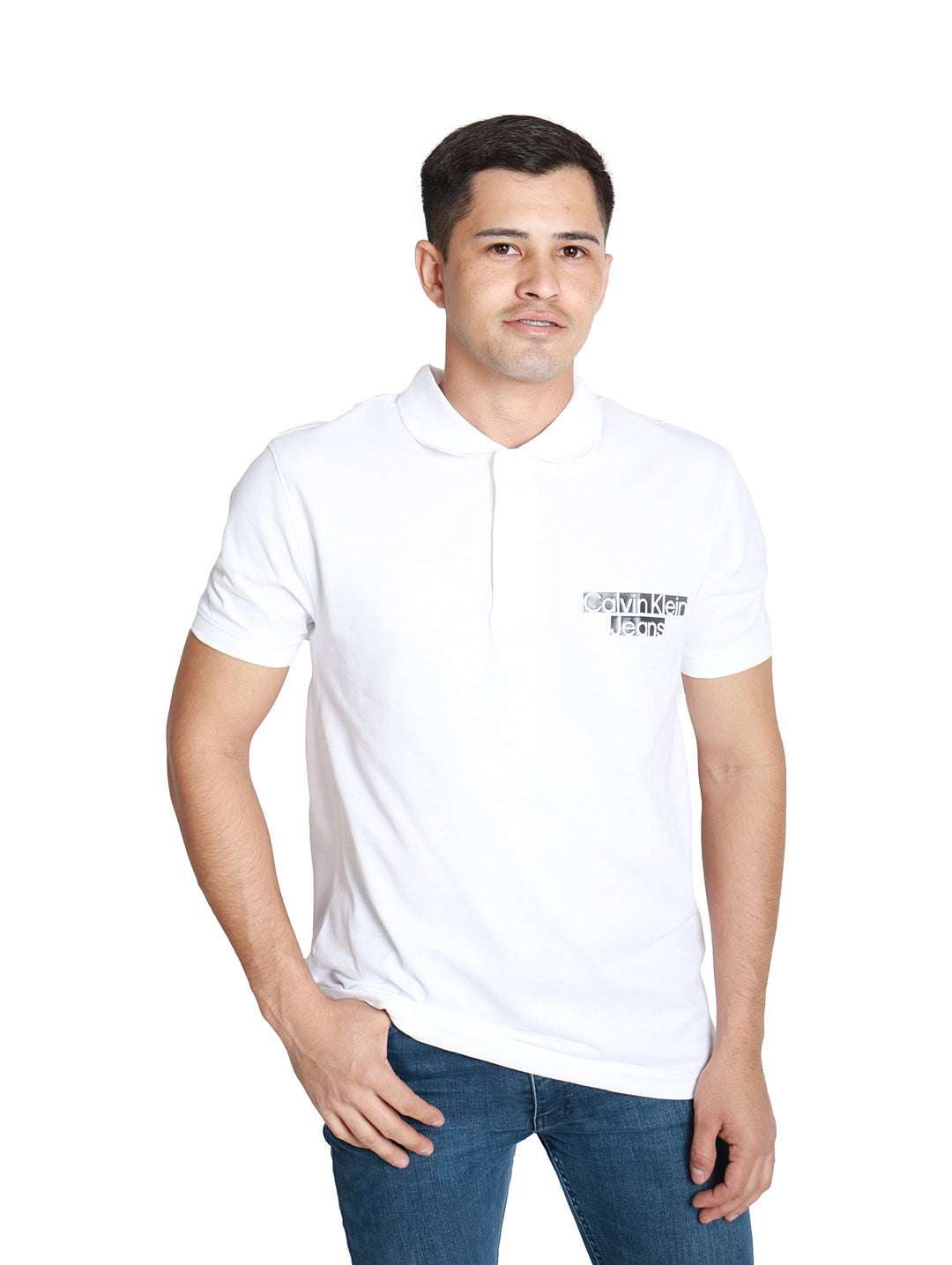 Playera Polo Calvin Klein Blanco para Hombre