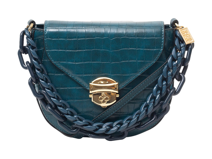 Bolso de Hombro Jaime Ibiza Croco Azul para Mujer