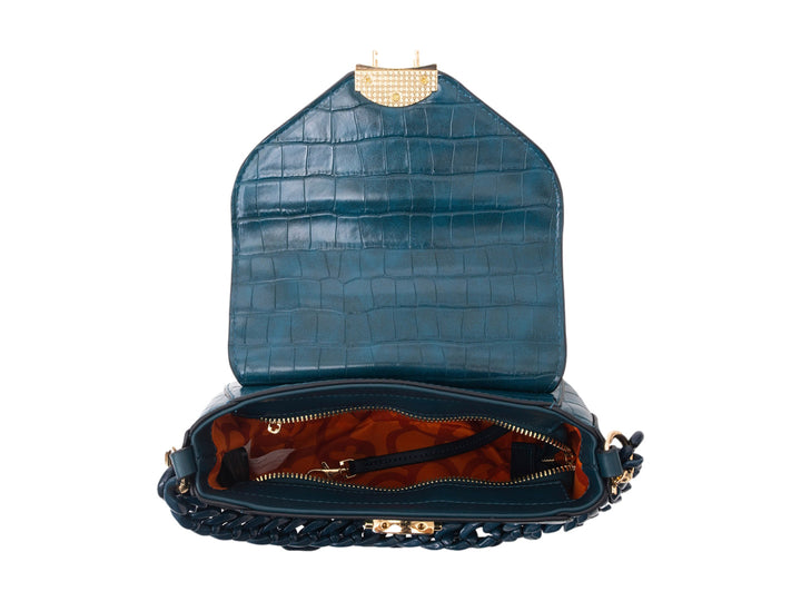 Bolso de Hombro Jaime Ibiza Croco Azul para Mujer