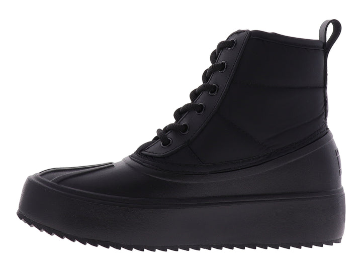 Botas negras de invierno Tommy Hilfiger con base de goma y parte superior acolchada.
