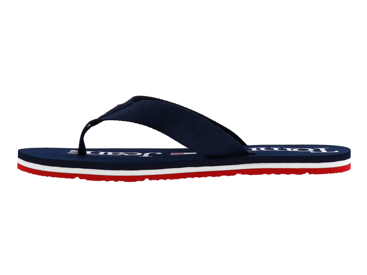 Sandalias Tommy Hilfiger color azul marino con suela en capas de color blanco y rojo.