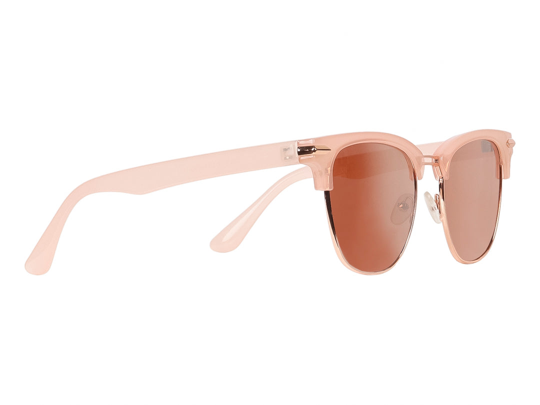 Lentes de sol Sunvista con montura rosa y cristales marrones en estilo cat-eye.