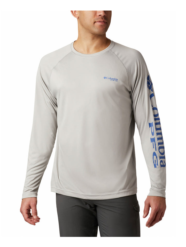 Playera Manga Larga Columbia Gris Jaspeado para Hombre